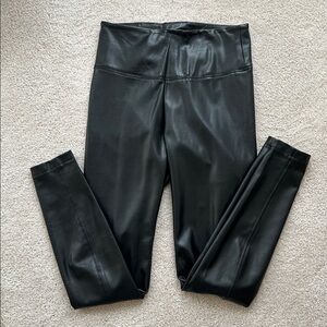 WHBM Black Faux Leather Runway Leggings. Size 4